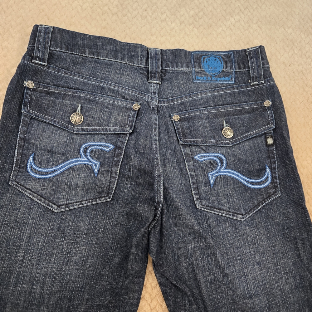 Rock & Republic Taylor Jeans Mens 34 Dark Wash Bootcut Embroidered Flap Pocket - Picture 9 of 13